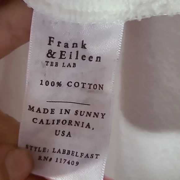 Frank & Eileen Belfast Triple Fleece Sweatshirt Peacoat White Jacket - Picture 10 of 17